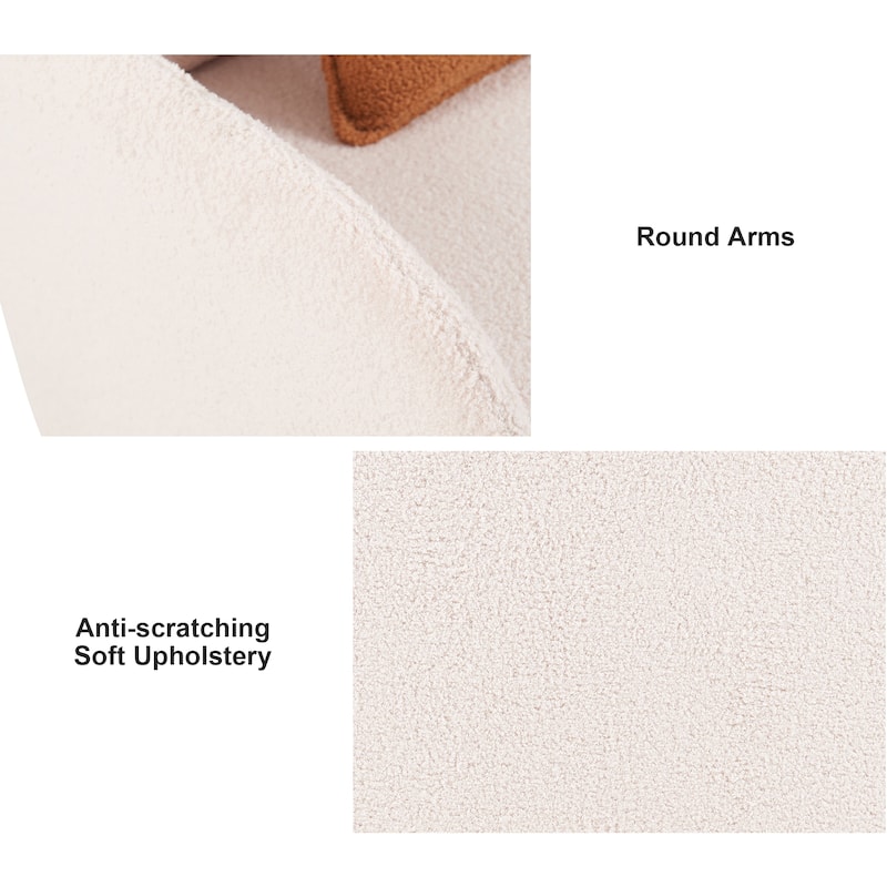 Furniture Style 2 in 1 Pet Friendly Fluffy Fabric Sherpa Upholstered Leisure Armchair with Lumbar Pillow