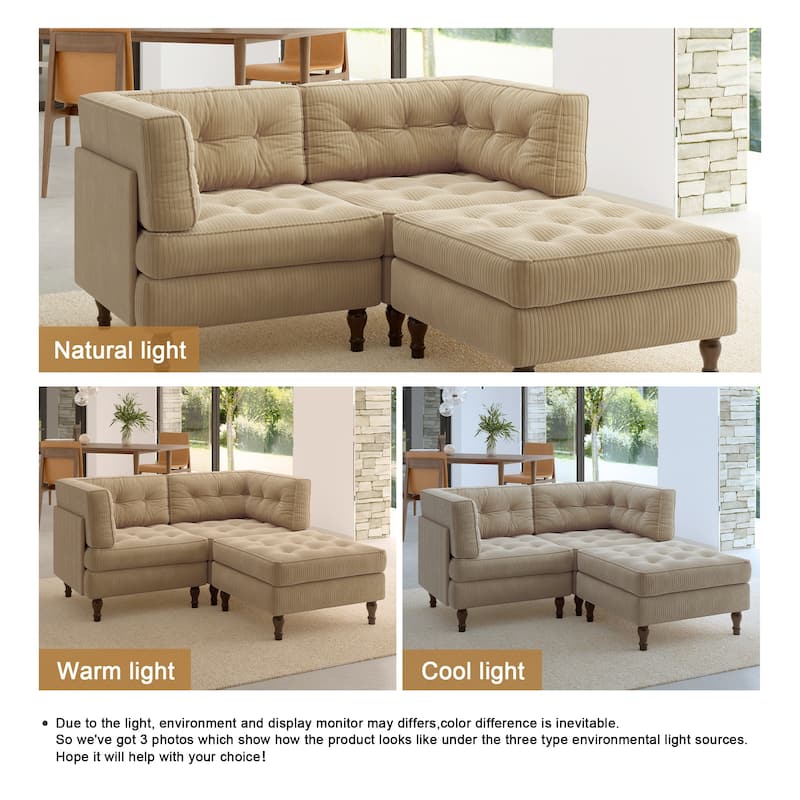 Oversized Sofa Corduroy Tufted Modular Sectional Set