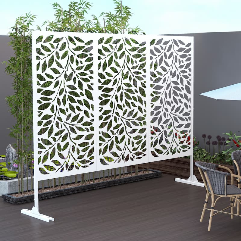 Lirago Metal Privacy Screen Wall Decoration Free Standing-6.3 ft. H X 4 ft. W