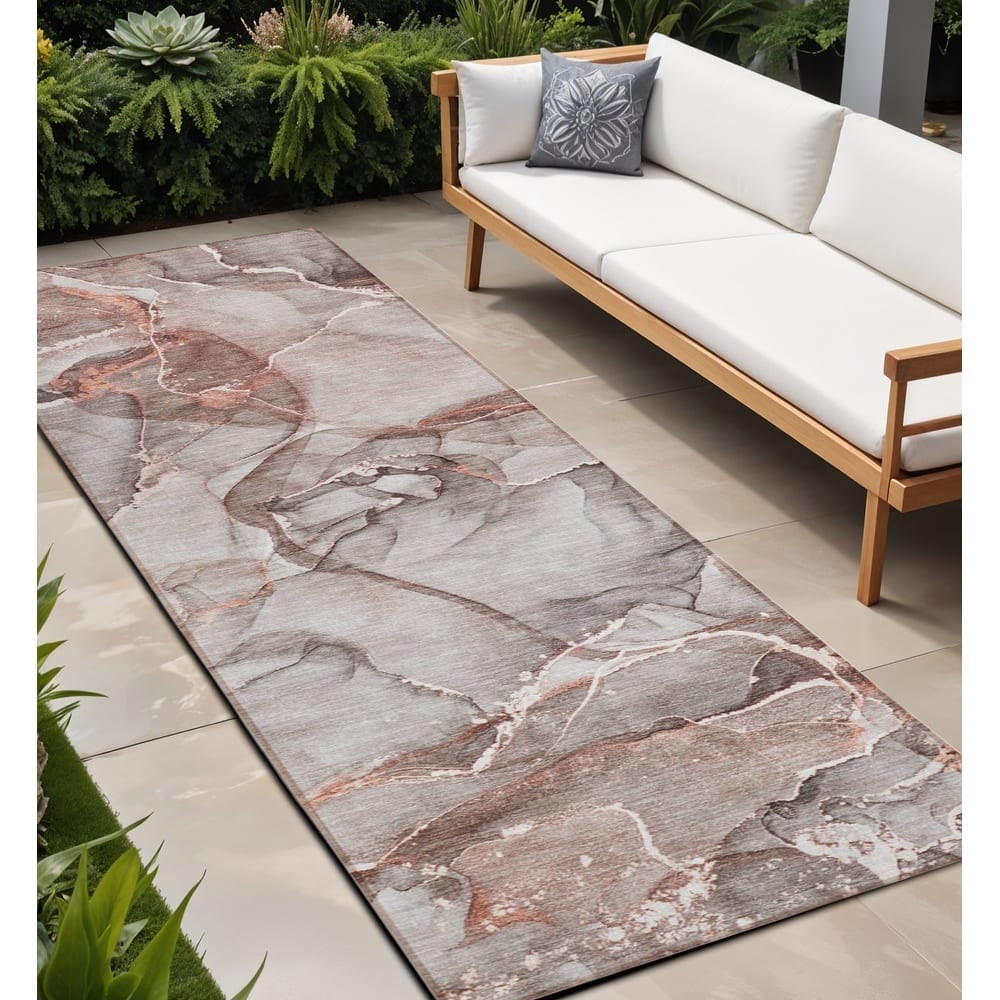 Almiz Artistic Abstract Weather Resistant Timeless Fusion Runner Outdoor Rug