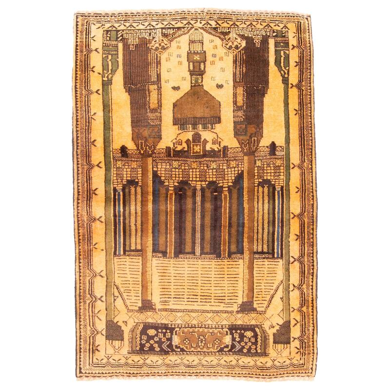 ECARPETGALLERY Hand-knotted Teimani Beige Wool Rug - 3'2 x 4'11