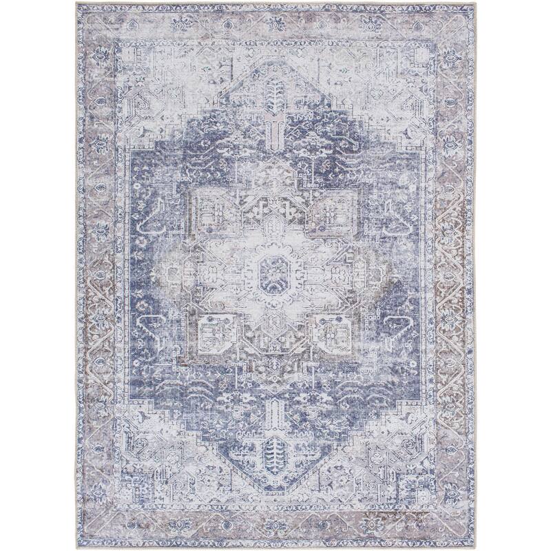Livabliss Zakariya Vintage Medallion Machine Washable Area Rug - Taupe/Brown - 2' x 2' 11"