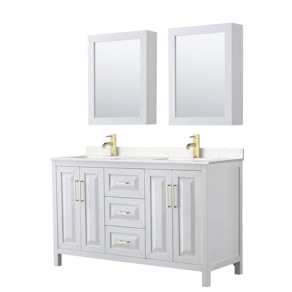 Daria 60 Inch Double Vanity, Cultured Marble Top, Medicine Cabinets