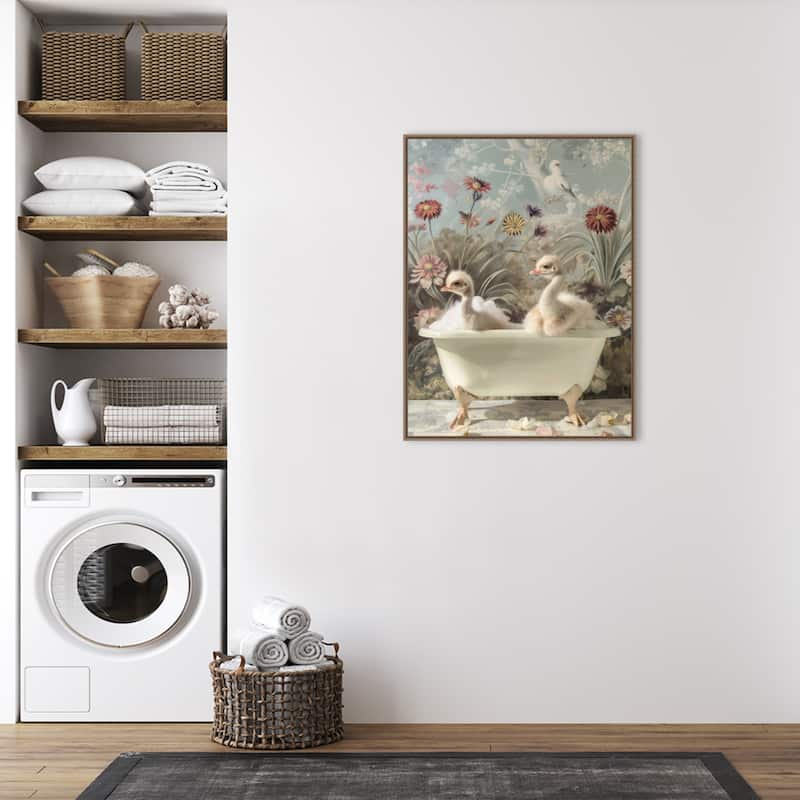Ostrich Bubble Bliss by Niky Rahner Framed Canvas Wall Art