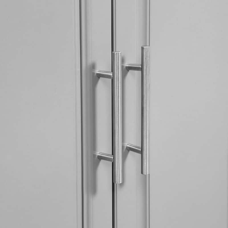 HOMCOM Rolling Kitchen Island with Storage, Portable Kitchen Cart with Stainless Steel Top, Gray - N/A