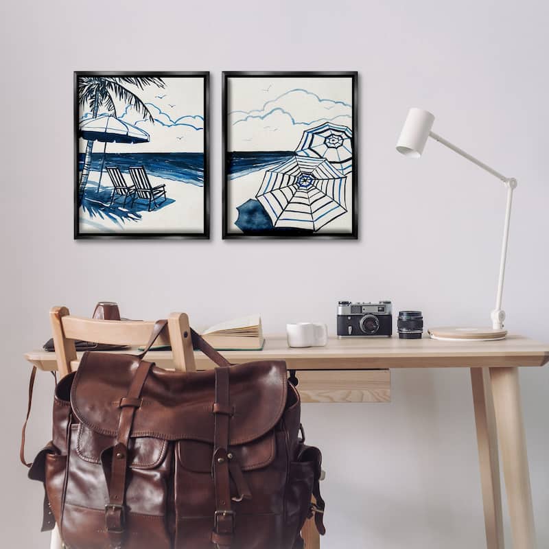 Stupell Tropical Ocean Views Framed Floater Canvas Wall Art Design By Carol Robinson (Set of 2)