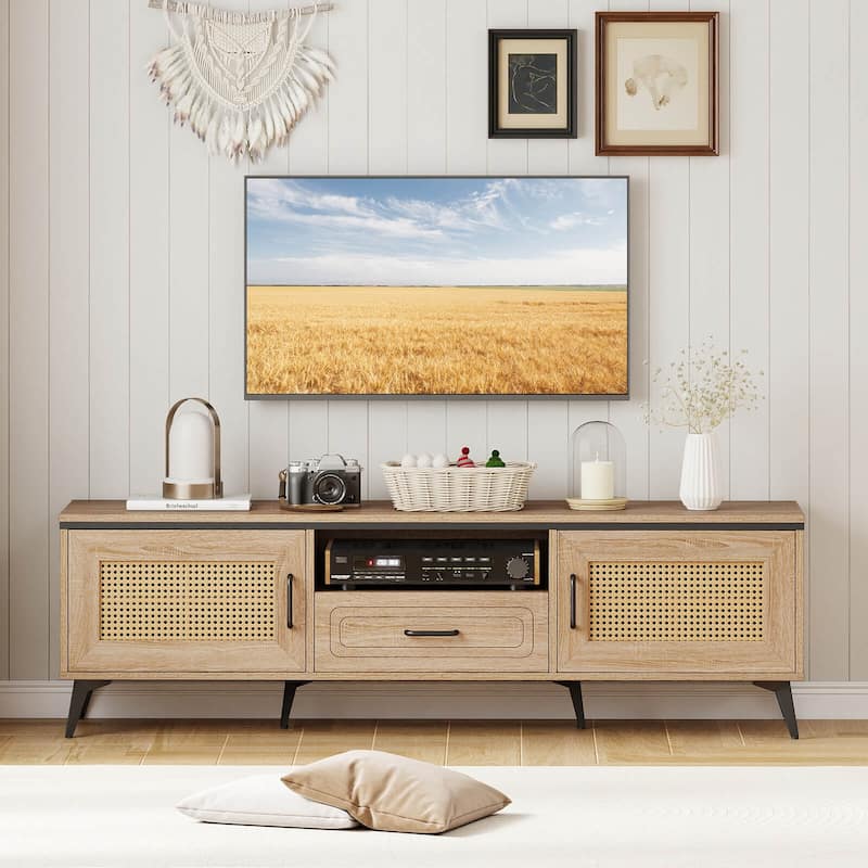 Costway Boho TV Stand for 65 Inch TVs Modern Entertainment Center with - See Details