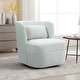 preview thumbnail 29 of 42, Upholstered Swivel Barrel Accent Chair White-Boucle