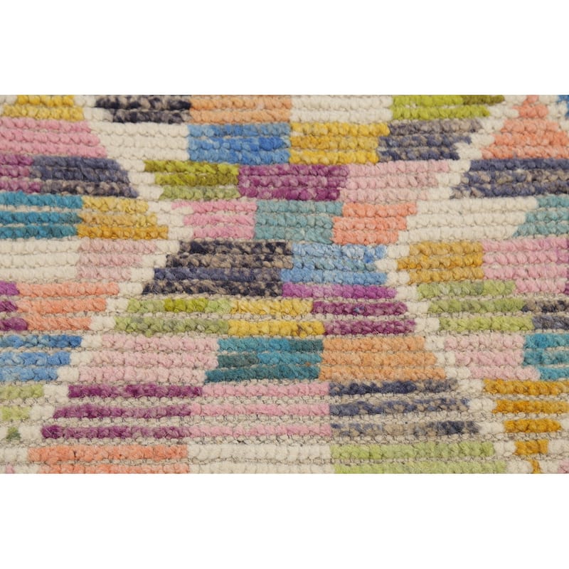 Modern Trellis Moroccan Oriental Runner Rug Hand-Knotted Wool Carpet - 2'5"x 12'8"