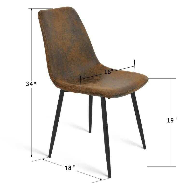 Modern Brown Suede Fabric Upholstered Dining Chairs (Set of 4) - 34"x18"x18"