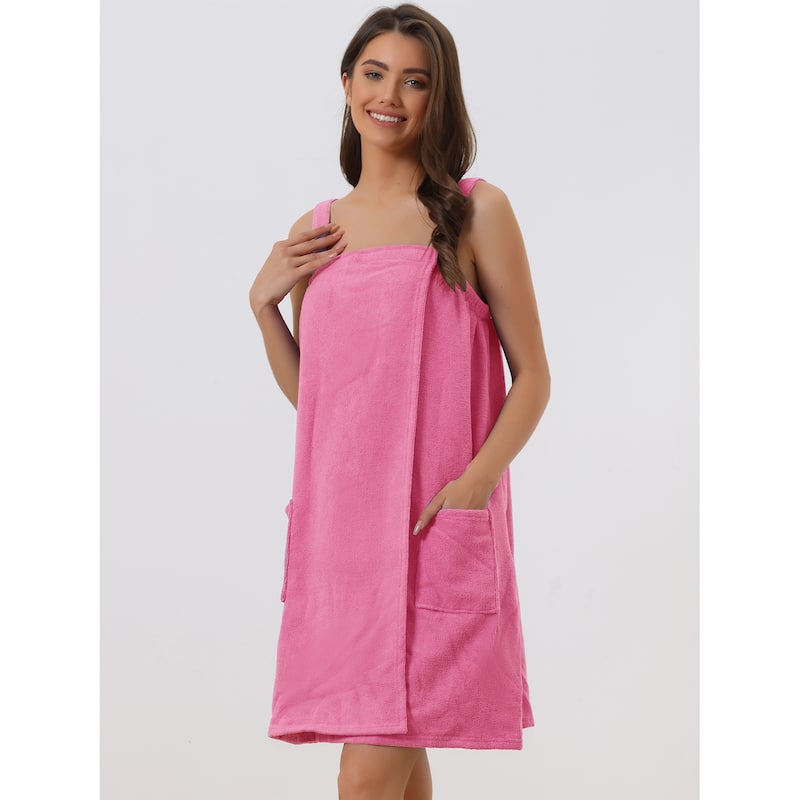 Womens Towel Wrap Bathrobe Spa Towels Robe with Adjustable Closure for Gym Shower
