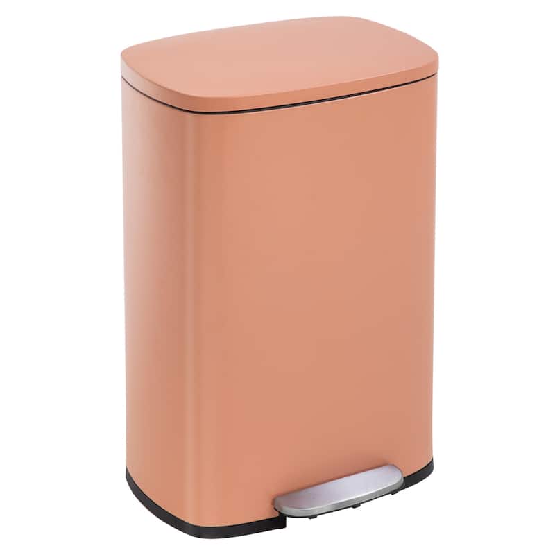 13 Gallon 50 Liter Stainless Steel Step Trash Can with Removable Inner Bucket by Furniture of America - Pink