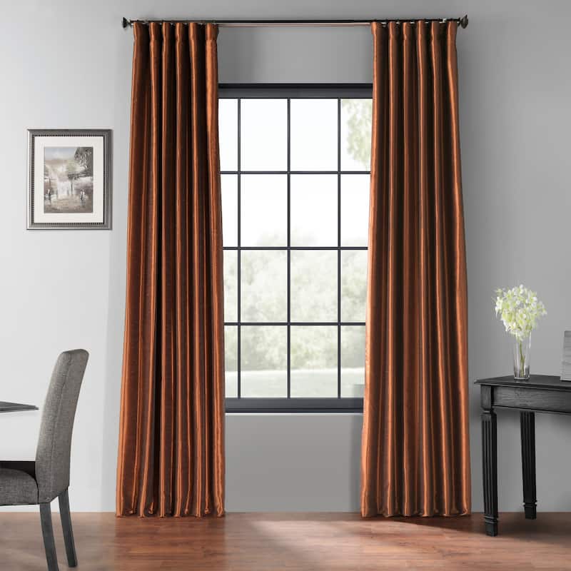 Exclusive Fabrics Blackout Textured Faux Dupioni Silk Curtains (1 Panel) - Luxurious Elegance and Superior Light Control - 50 x 120 - Copper Kettle