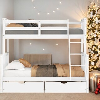 Twin over Full Bunk Bed with Ladders and Two Storage Drawers - Bed Bath ...
