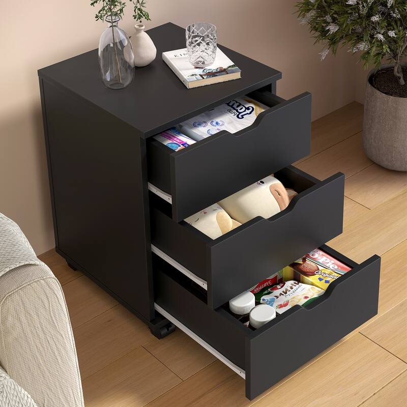 3-Drawer Vertical Filing Cabinet Rolling Wood Mobile File Cabinets Under Desk for Home Office with Casters (Fully Assembled)