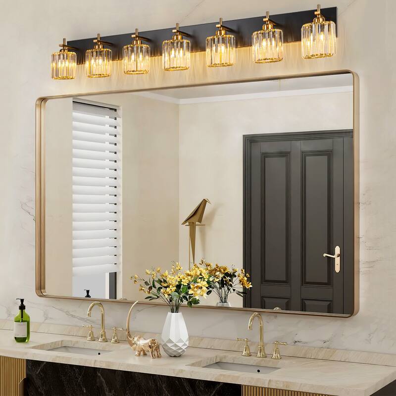 Mid-Century Modern Dimmable Bathroom Vanity Light Crystal Glass Wall Sconce