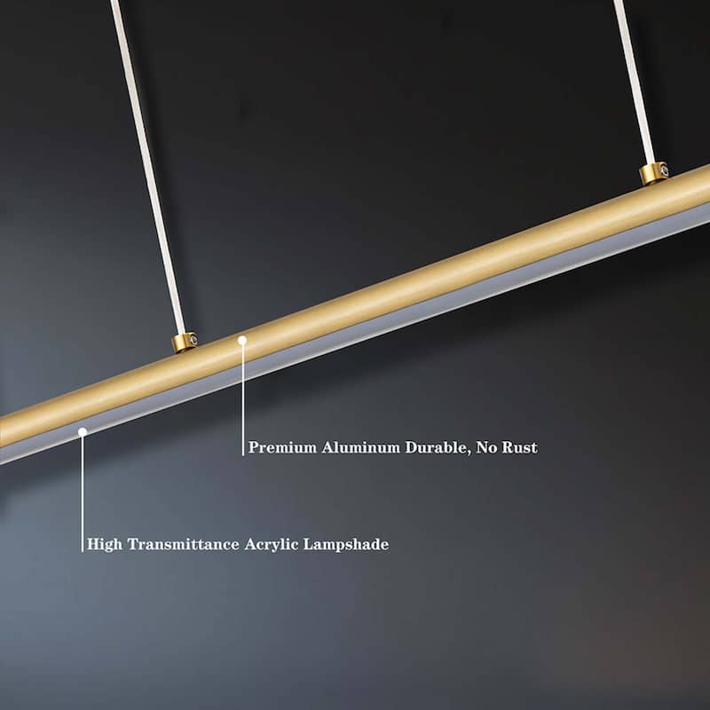 Minimalist Modern Linear Pendant Light Dimmable Integrated LED Chandelier Kitchen Island
