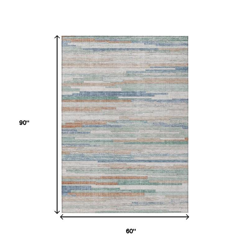 HomeRoots Striped Transitional Rectangle Outdoor Rug