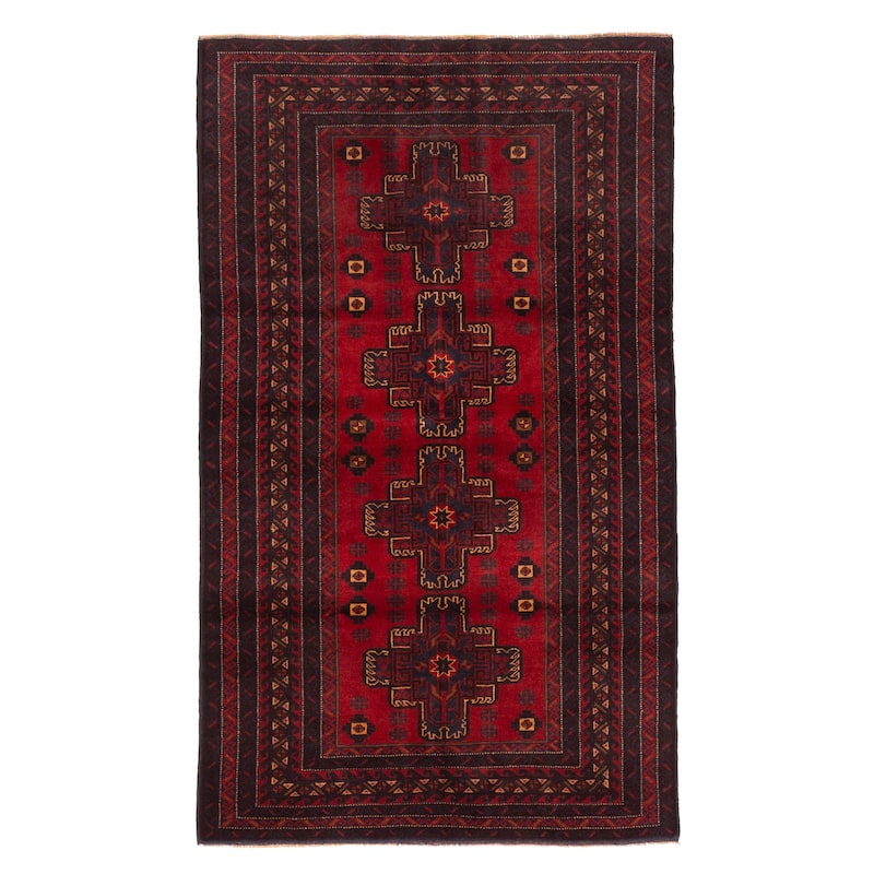 ECARPETGALLERY Hand-knotted Teimani Red Wool Rug - 3'10 x 6'6