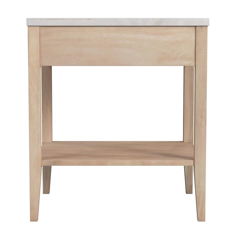 Mayfair 1 Drawer Wood and Marble Nightstand