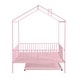 preview thumbnail 13 of 26, House-Shaped Metal Full Size House Bed with Semi-enclosed Fence and Twin Size Trundle