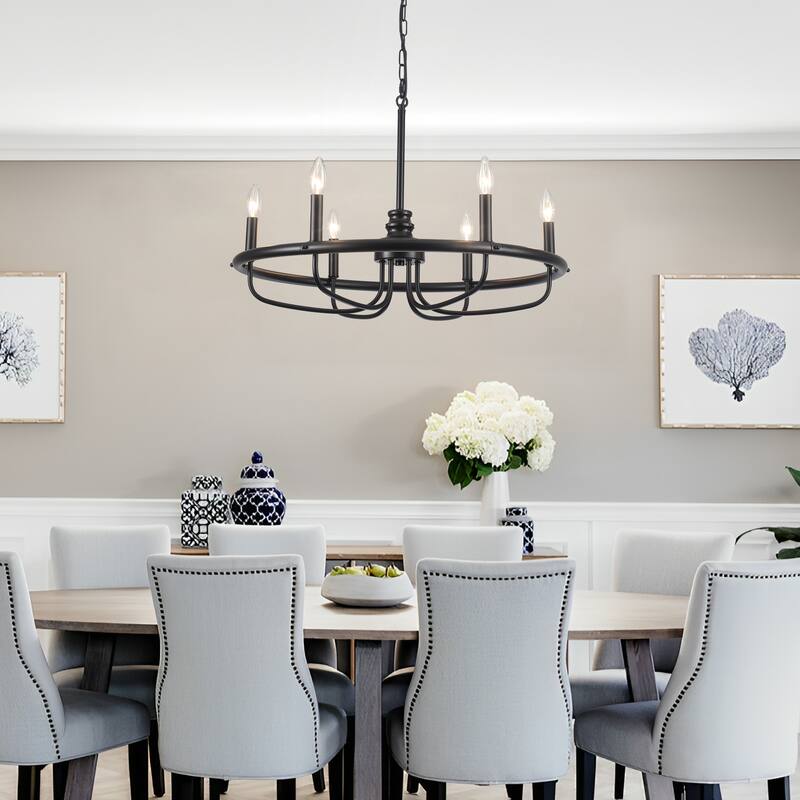 6-Light Candlestick Hanging Linear Foyer Chandelier Lighting Fixture for Dining Room Kitchen Island