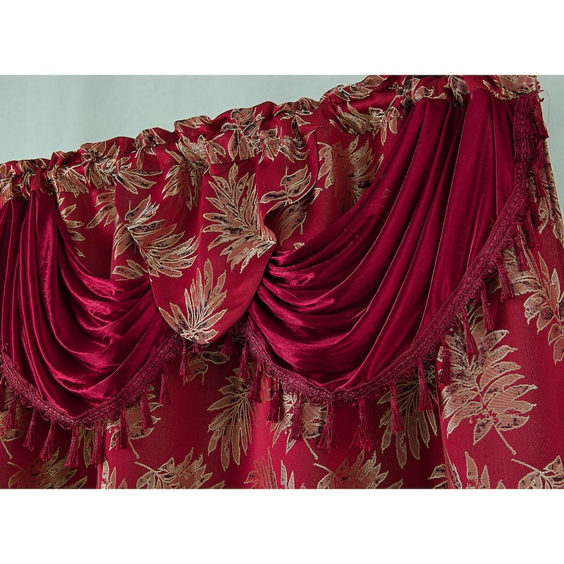 Gracewood Hollow Bao Textured Floral Jacquard Single Rod Pocket Curtain Panel w/ Attached 18-inch Valance - 54 x 84 in.
