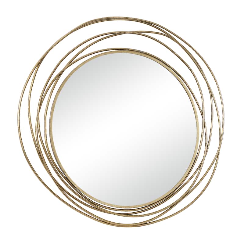 Metal Room Wall Mirror with Overlapping Ring Frame - Gold - Roche River Decor
