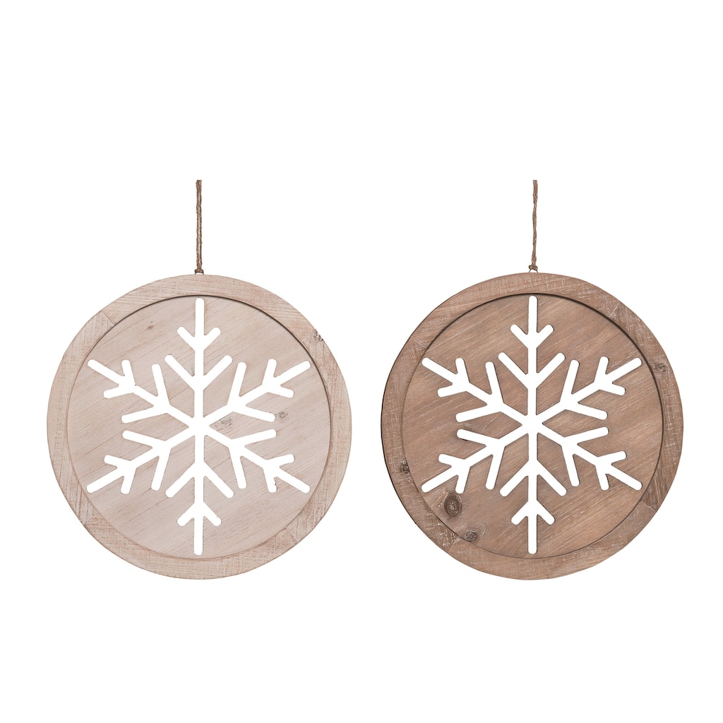 Transpac MDF Snowflake Cut Through Wall Decor Set of 2 Christmas Home Decorations
