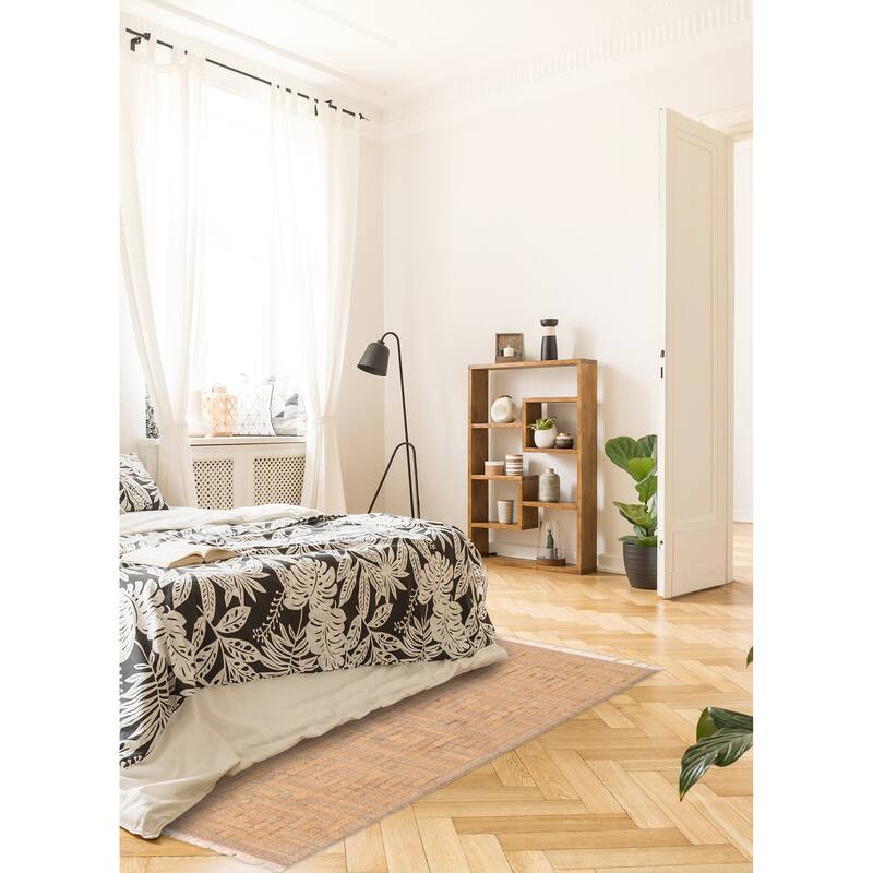 ECARPETGALLERY Flat-Weave Palas Denizli Tan Jute Kilim - 5'4 x 7'10