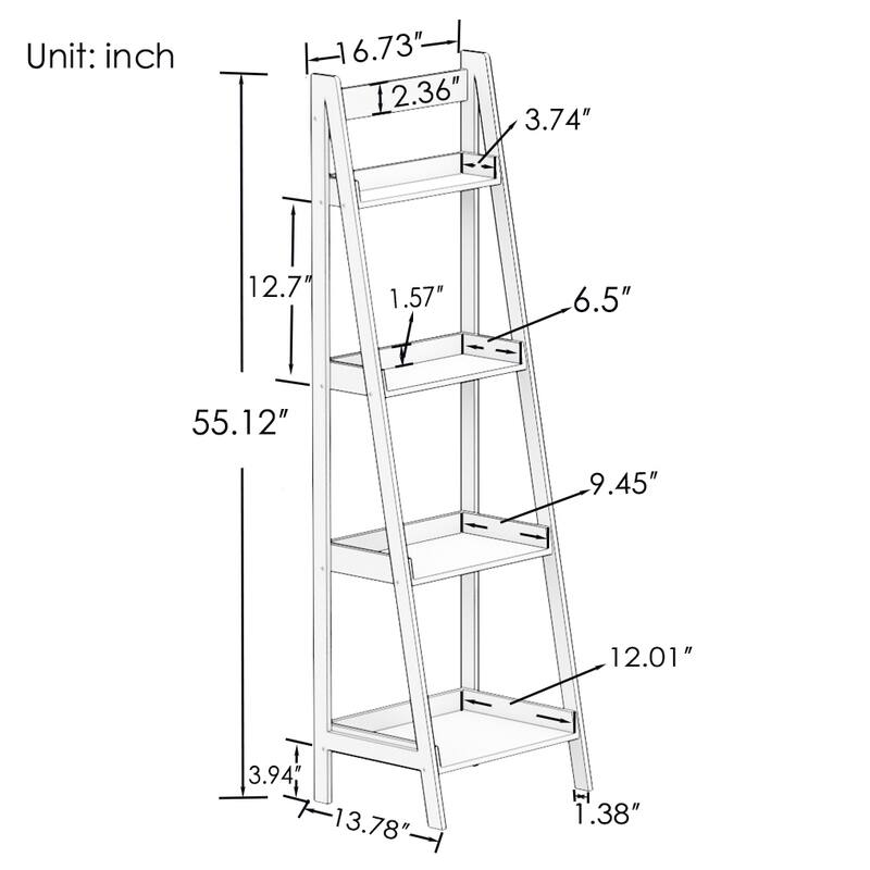 4-Tier Solid bamboo Wood "A" Frame Ladder Display Bookshelf