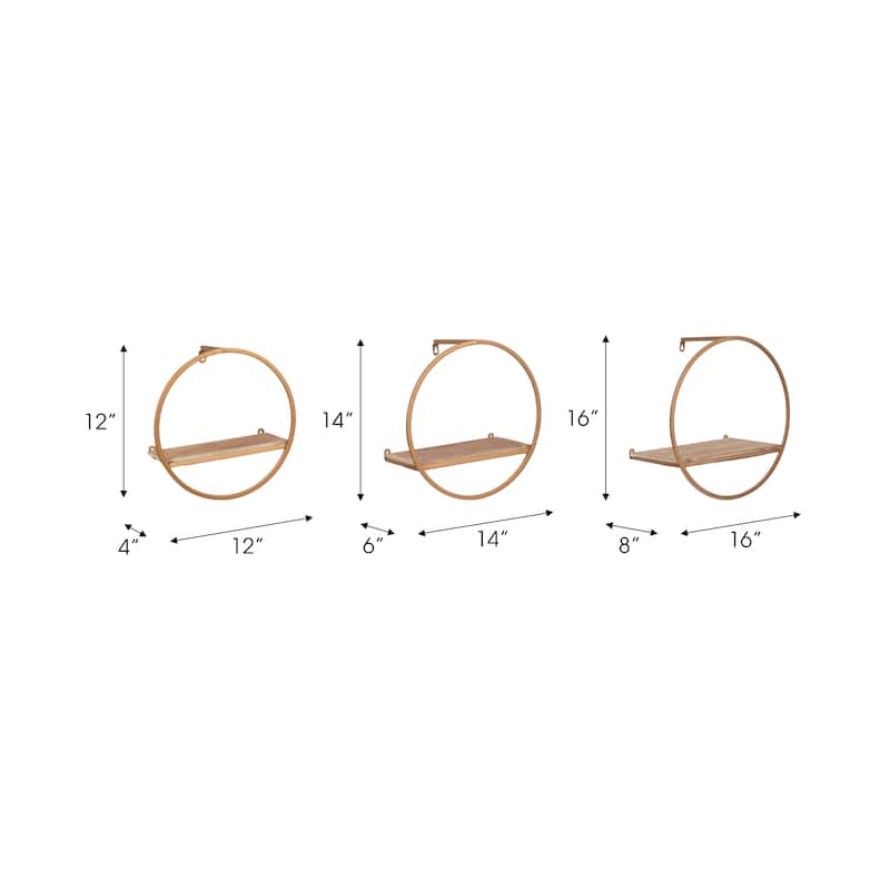 Metal Modern Circular Wall Shelves - Set of 3