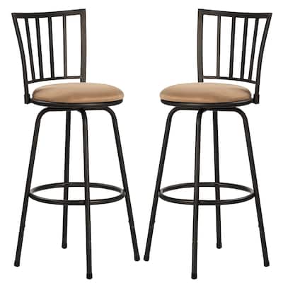Bar Stools Adjustable Height Swivel Seat, Straight Backrest, Set of 2