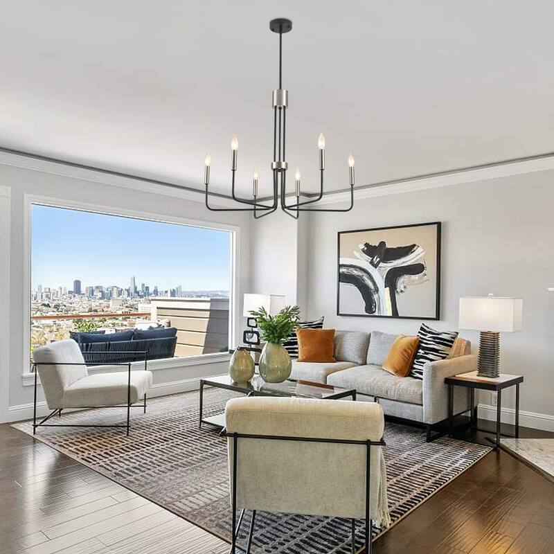 6-Light Candle Style Modern Chandelier for Dining Room