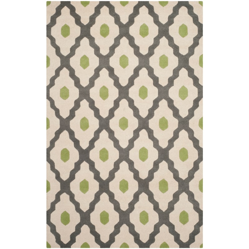 SAFAVIEH Handmade Chatham Sutapa Modern Moroccan Wool Rug - 5' x 8' - Dark Grey/Ivory