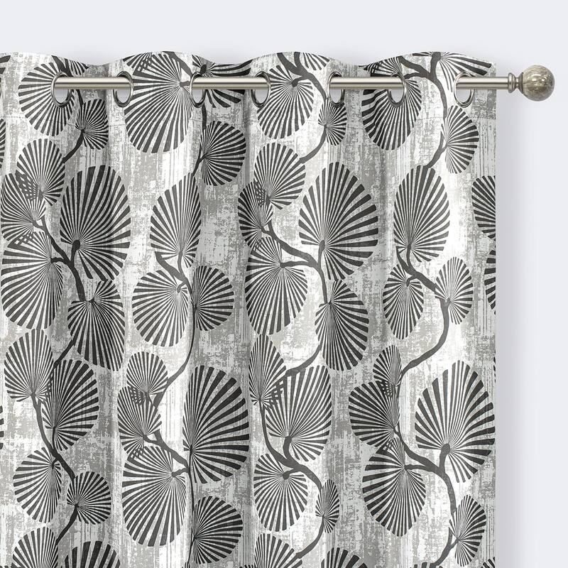 DriftAway Luca Blackout Curtains Natural Botanical Leaves Printed Drapes 2 Panels
