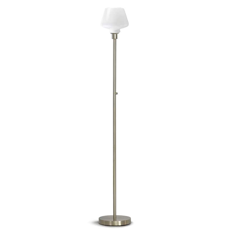 Cafe 71"H LED Dimmable Glass Shade Torchiere Floor Lamp with LED Bulb - BrushedNikcel/WhiteGlassShade
