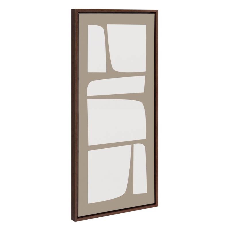 Kate and Laurel Sylvie Neutral Abstract Aztec Shapes Panel Framed Canvas by The Creative Bunch Studio
