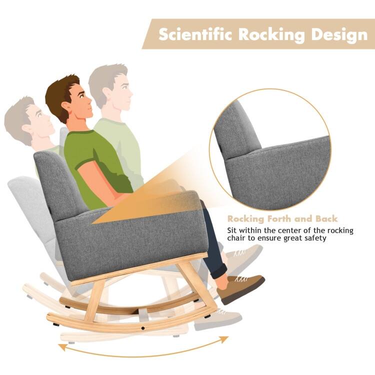 Rocking Chair Upholstered Armchair with Lumbar Support