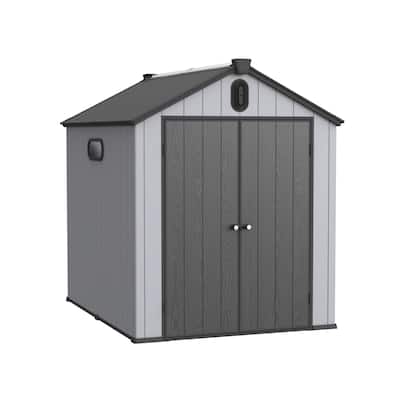 ALEKO Outdoor Shed 94.5"L x 73.6"W Solar Powered Lighting Garden Tool Storage w/Floor