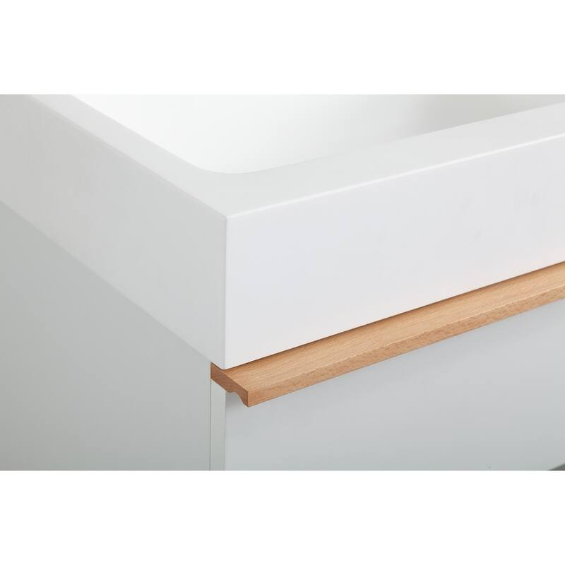24 Inch Wall Mounted Bathroom Vanity with Integrated Acrylic Sink, 2 Soft-Close Drawers, Pre-Assembled,Modern Floating Cabinet