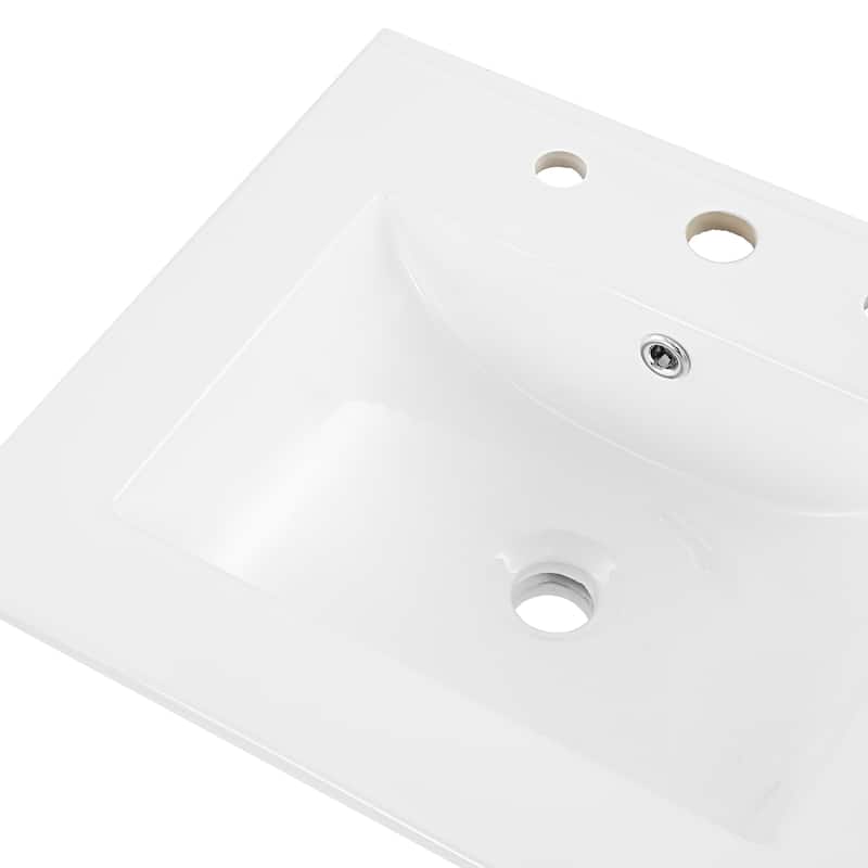Aubert 3-Hole Classic Contemporary Rectangular Ceramic Single Sink Basin Vanity Top, by JONATHAN Y