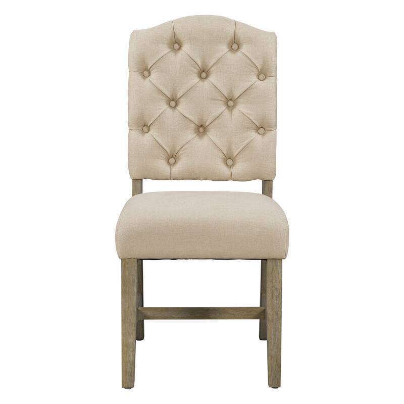 Vintage Set of 4 Dining Chair Set with Button Decorated Upholstered Seats and Wooden Legs for Dining Room and Living Room