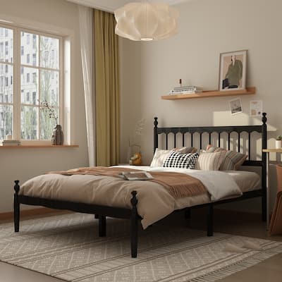 Elegant Vintage Style Sturdy Queen Size Solid Wood Bed Frame