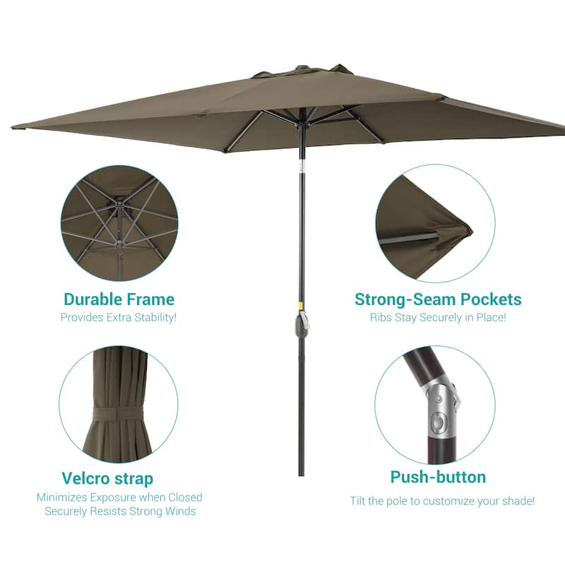 BONOSUKI 6x9FT Patio Market Umbrellas Table Umbrella with Tilt Button