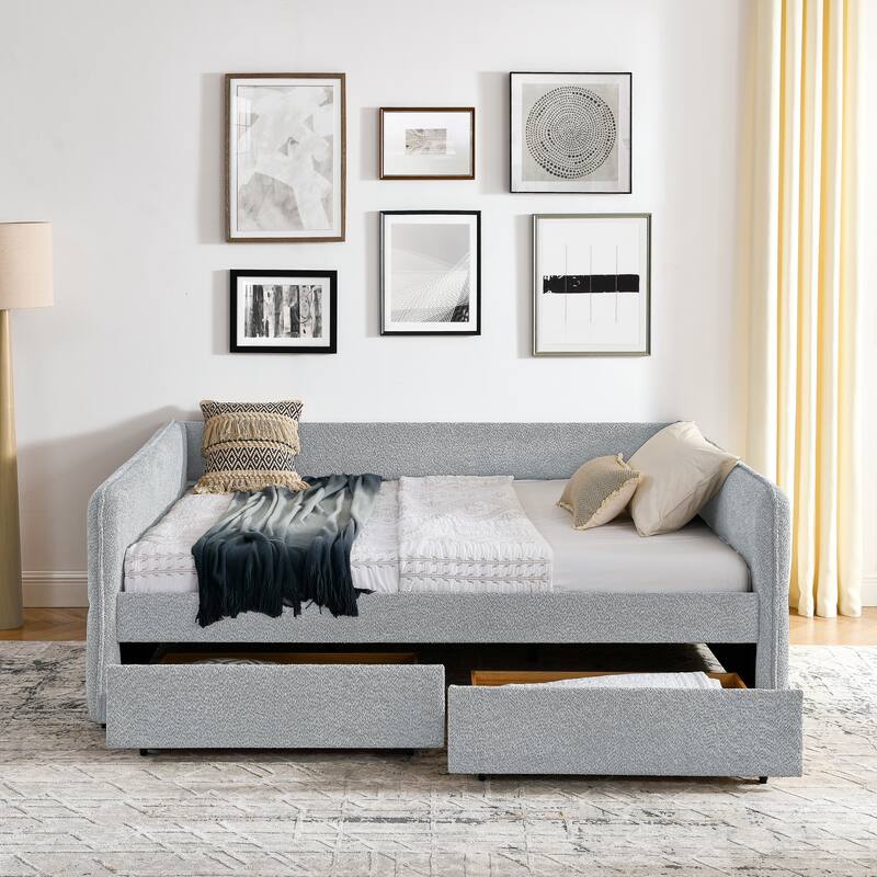 Daybed with Trundle Upholstered Tufted Sofa Bed