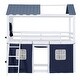 preview thumbnail 9 of 32, Playhouse Design Impression & Beautiful Twin Size Bunk Wood House Bed with Elegant Windows,Sills and Tent,Elegant Children Bed