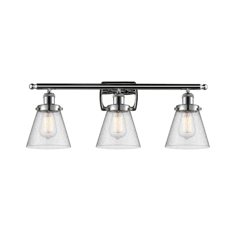 Innovations Lighting Small Cone 3 Light 26" Wide Vanity Light - Polished Chrome / Seedy