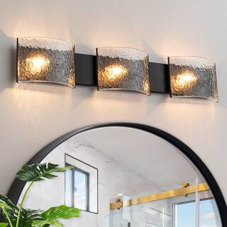 3-Light Wall Sconce with Glass Shades Modern Bathroom Vanity Light - 30" W x 2.8" D x 6" H