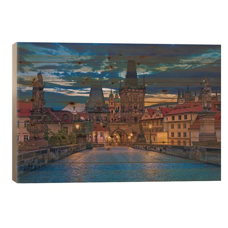 Prague Czech-Republic Print On Wood by Paul Rommer - Multi-Color - 18x26x1.5